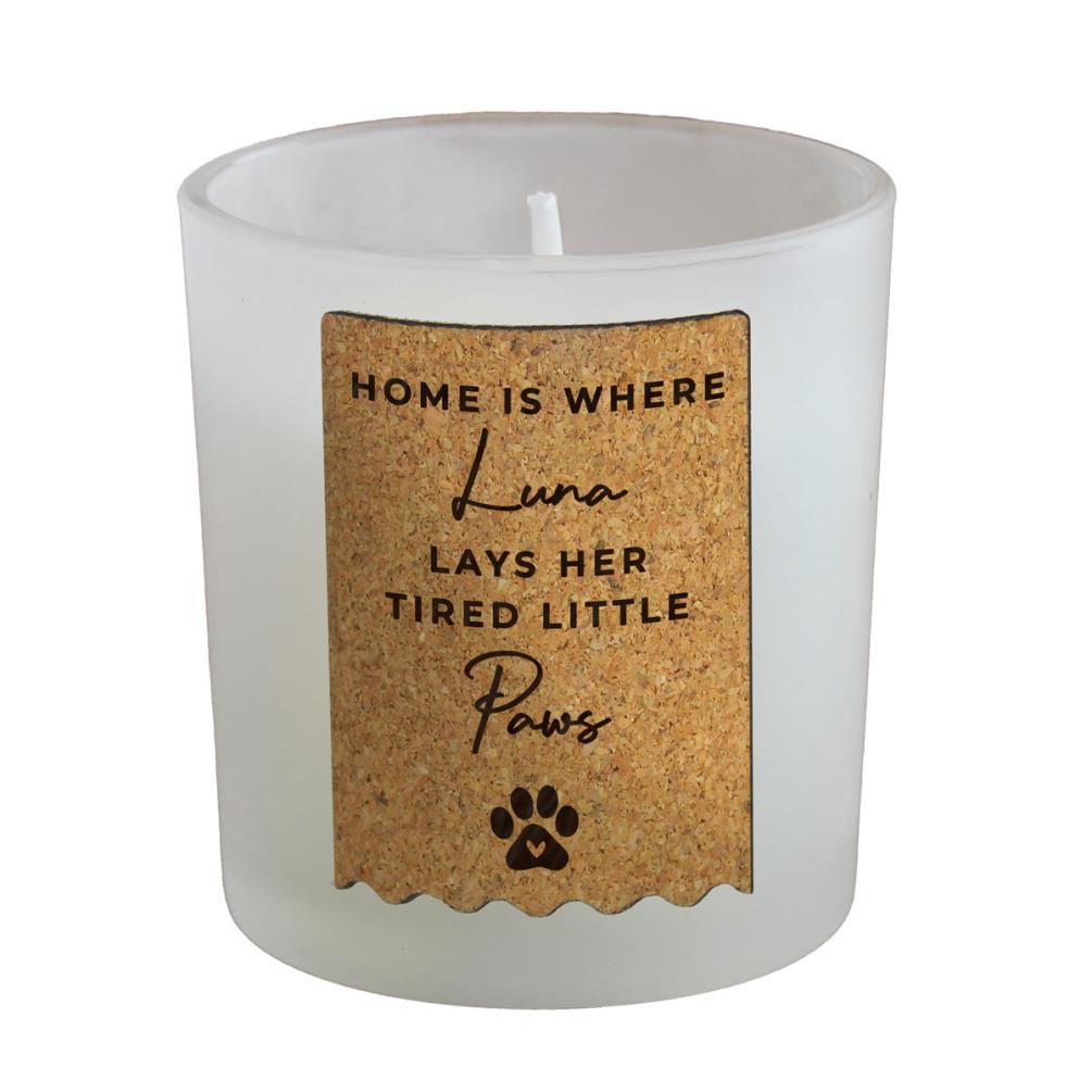 Personalised Paw Print Cork Label Jar Candle £8.99